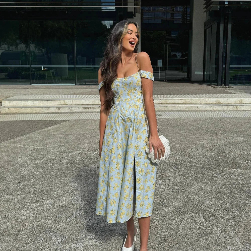 Elegant Summer Corset Floral Dress