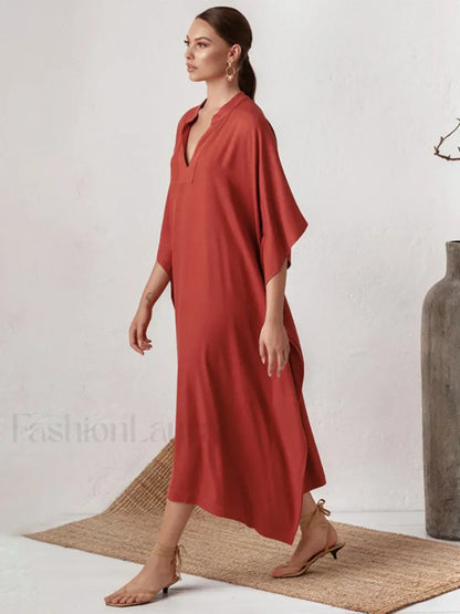 Elegant V Neck Tunic Beach Cover Up