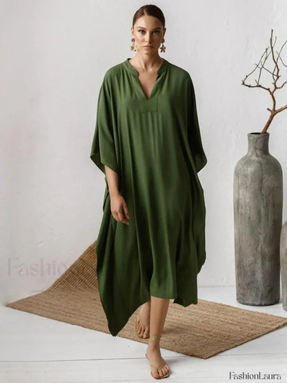 Elegant V Neck Tunic Beach Cover Up