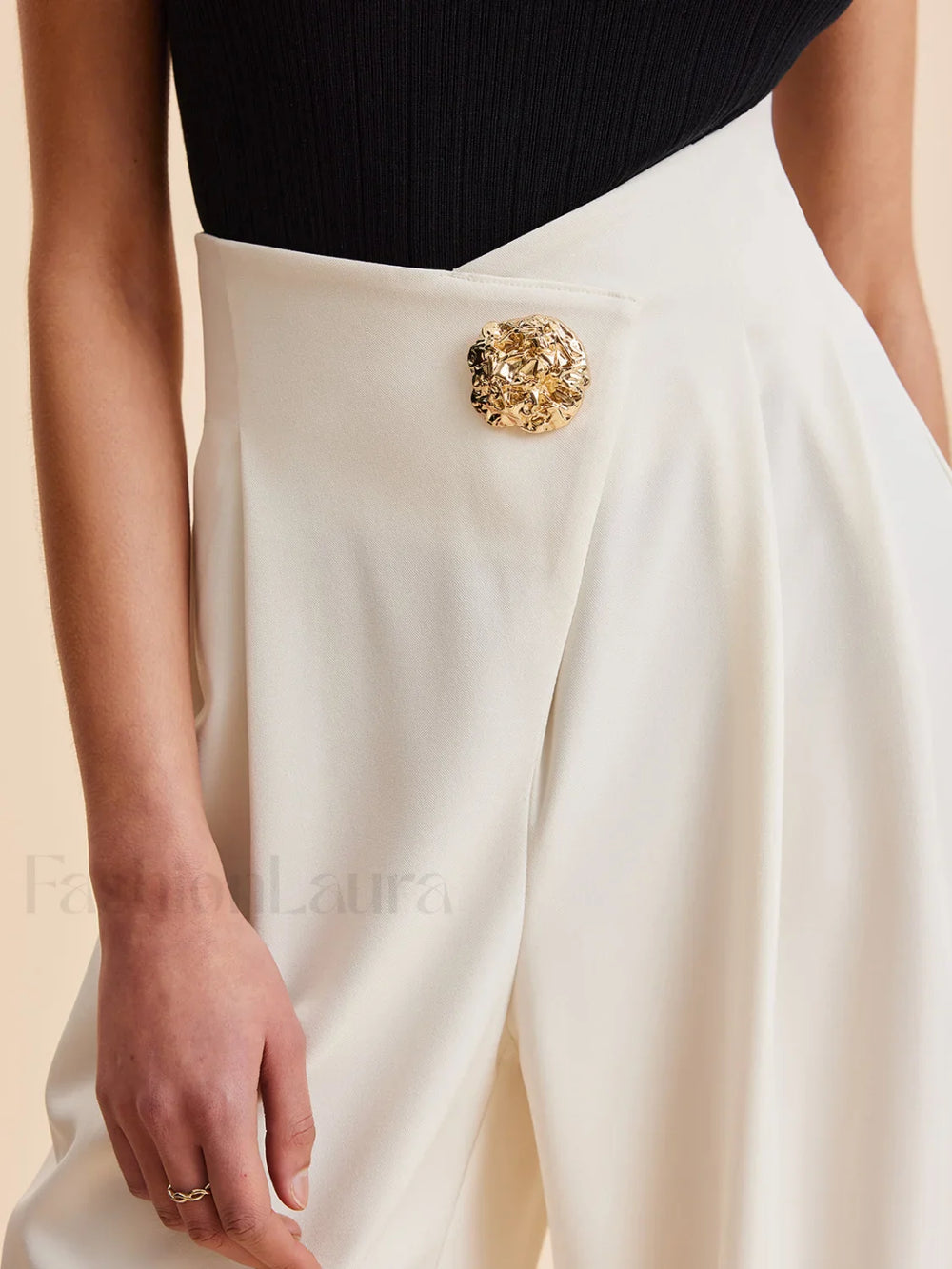 Embellished High Waist Wide Leg Pants Pants