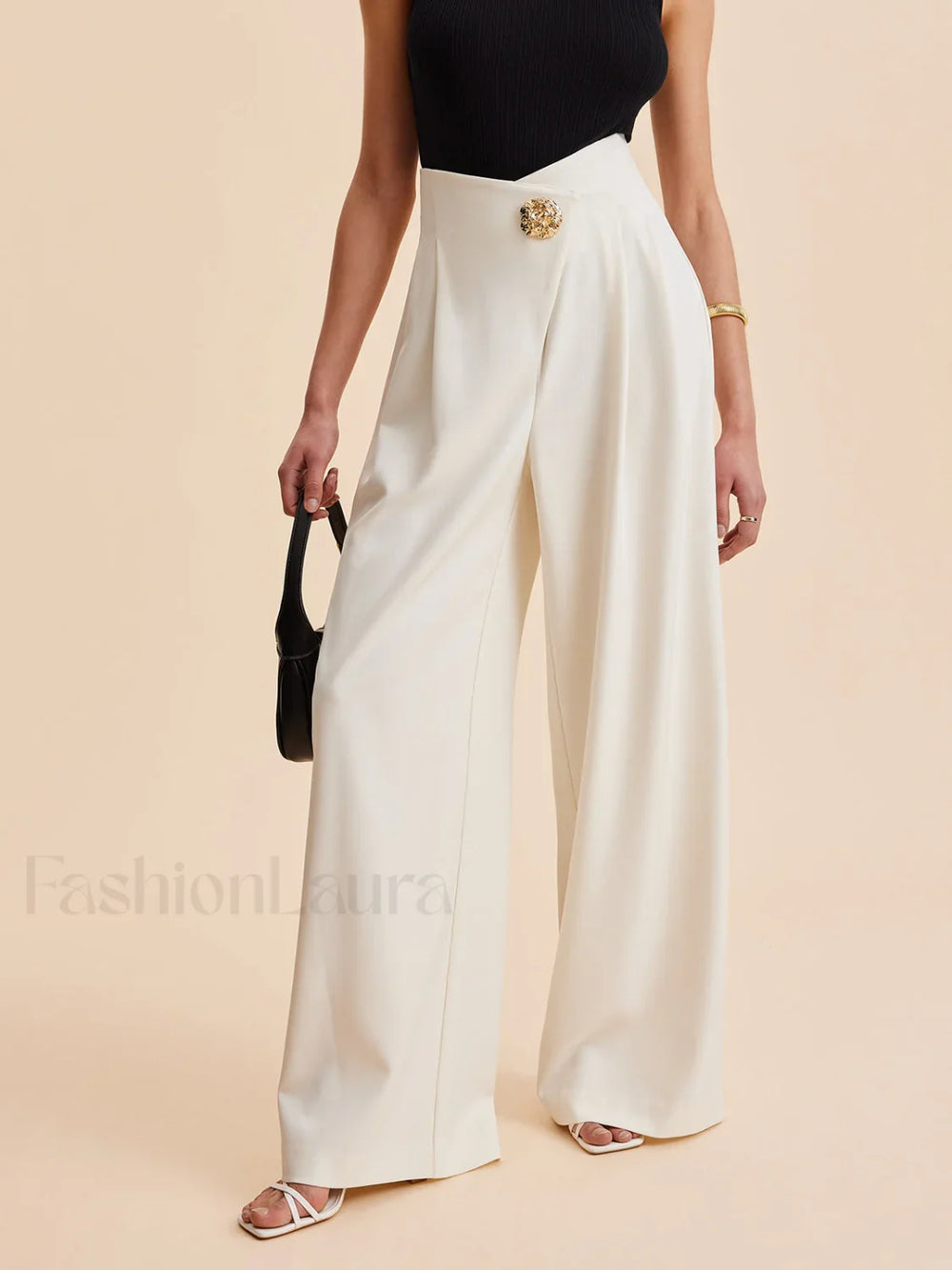 Embellished High Waist Wide Leg Pants Pants