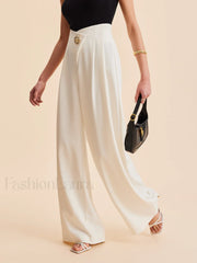 Embellished High Waist Wide Leg Pants Pants