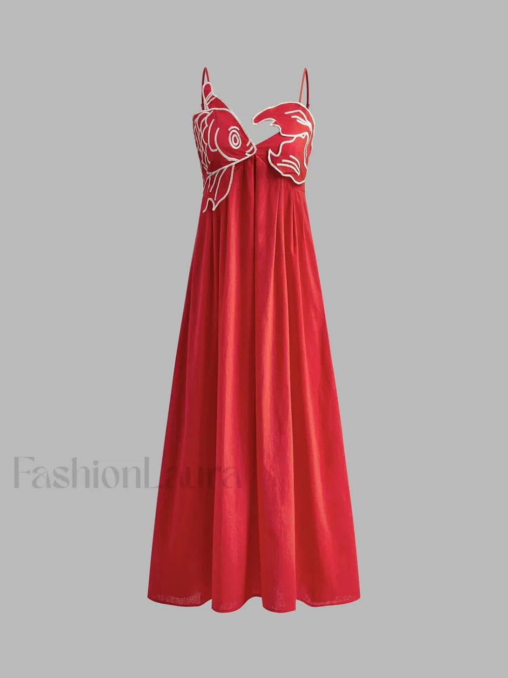 Embroidered Fish Semi Sheer Cami Dress Dresses