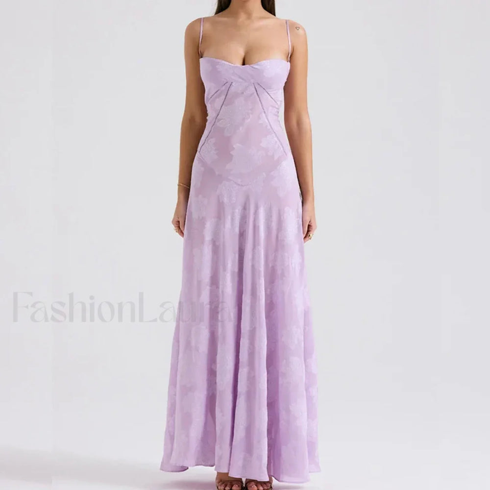 Embroidered Lace Off Shoulder Maxi Dress