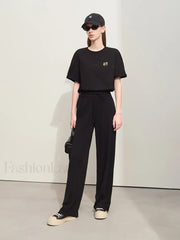 Embroidery Drop Shoulder T Shirt