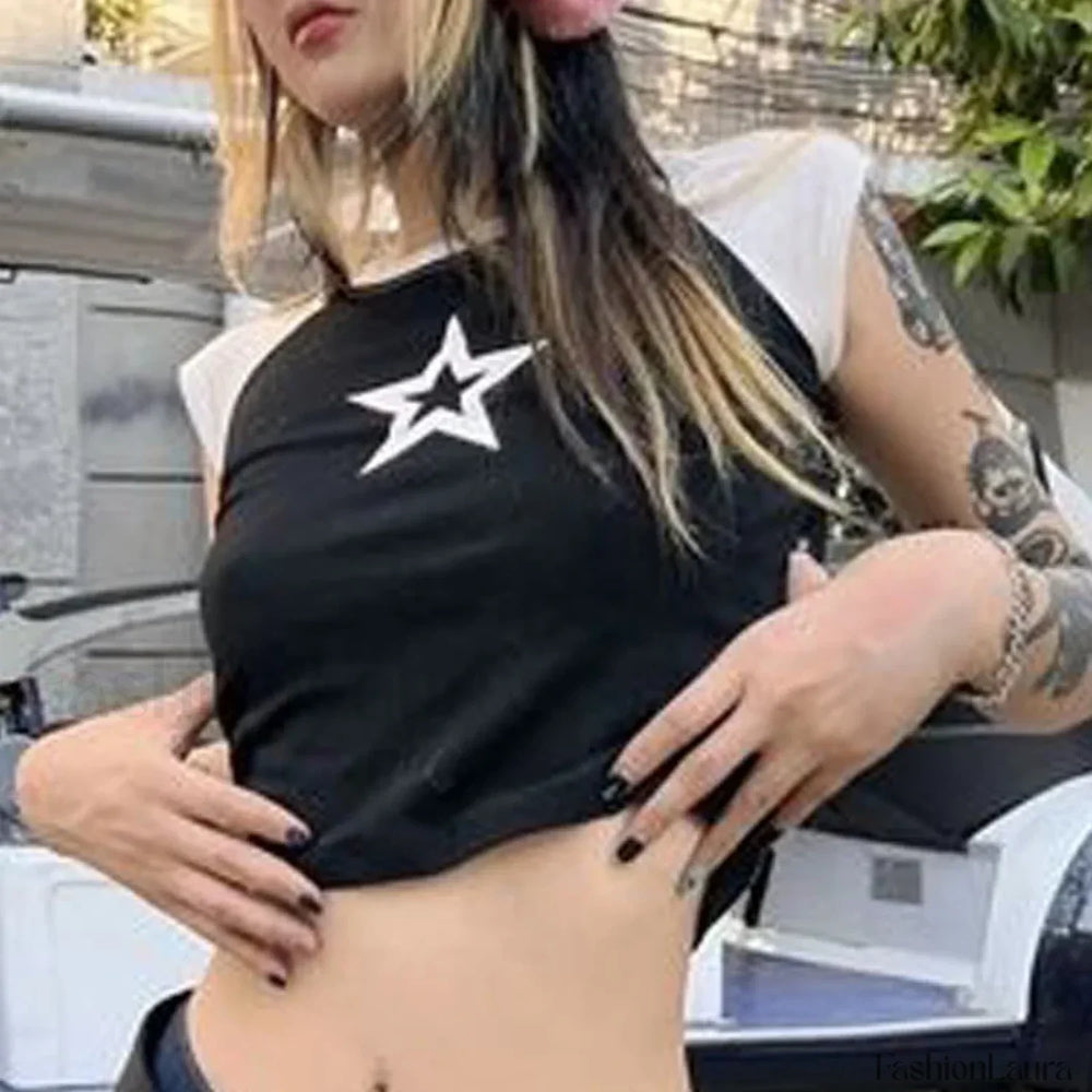 Emo Girl Black & White T Shirt