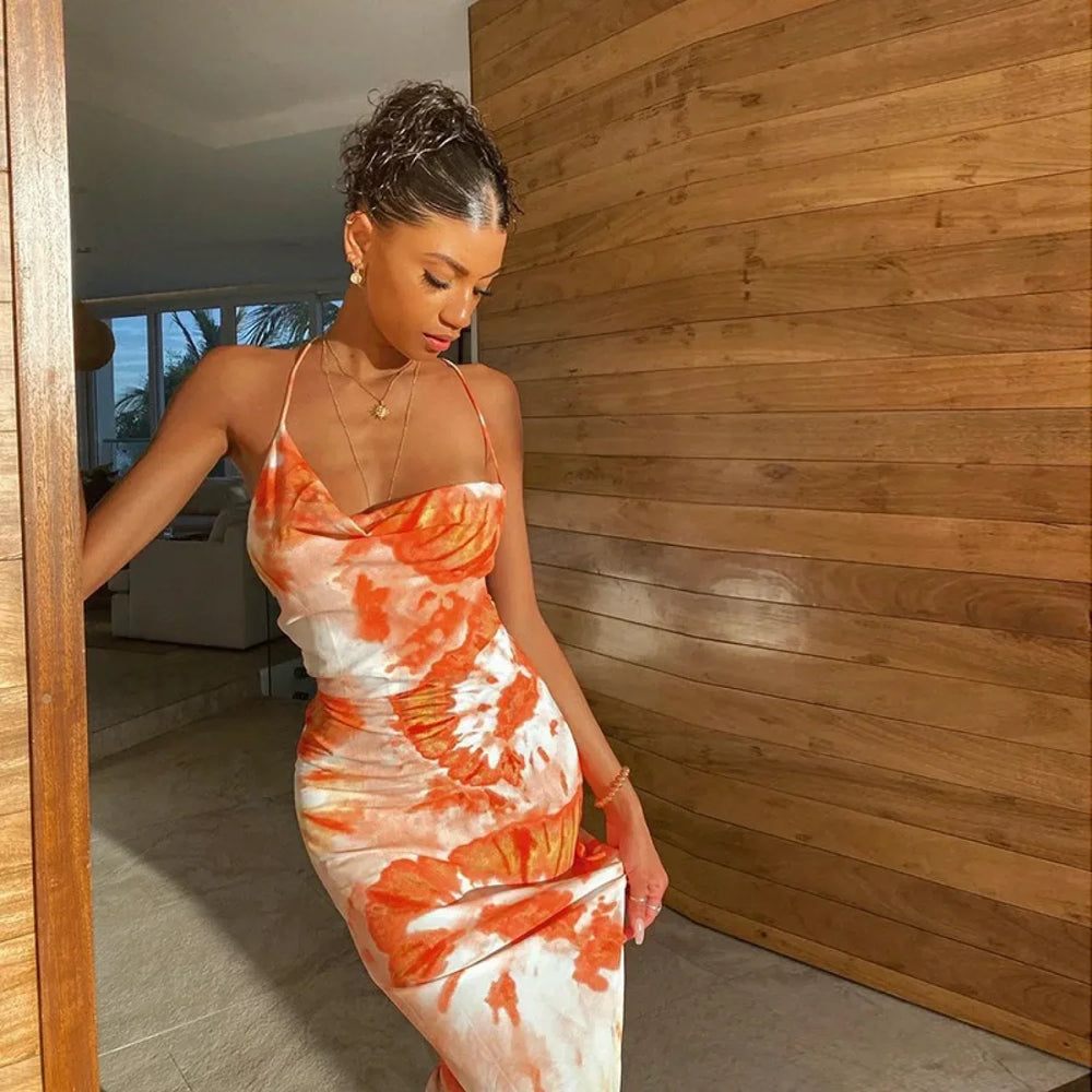 European Suspender Floral Dress