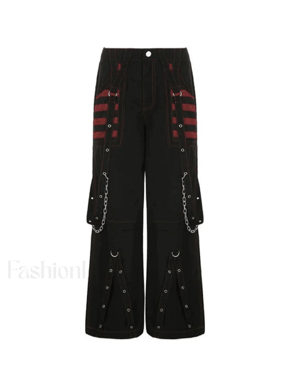 Eyelet Strap Black Cargo Pants Pants