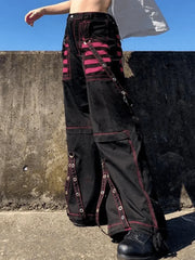 Eyelet Strap Black Cargo Pants Black / L Pants