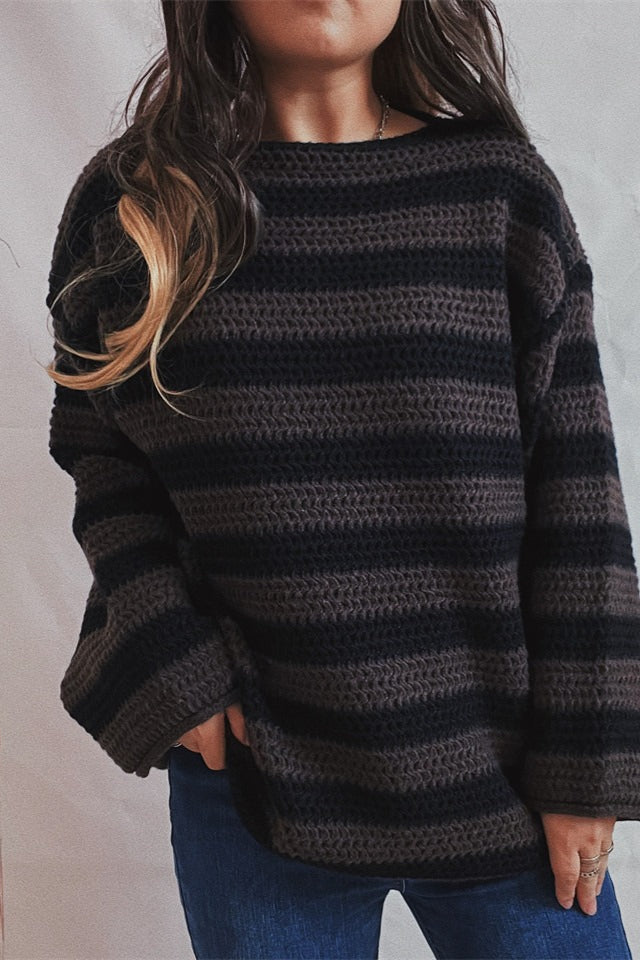 Striped Knit Casual Loose Sweater