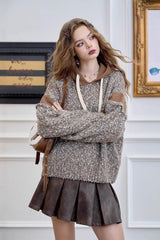 Color Block Hooded Relaxed Sweater