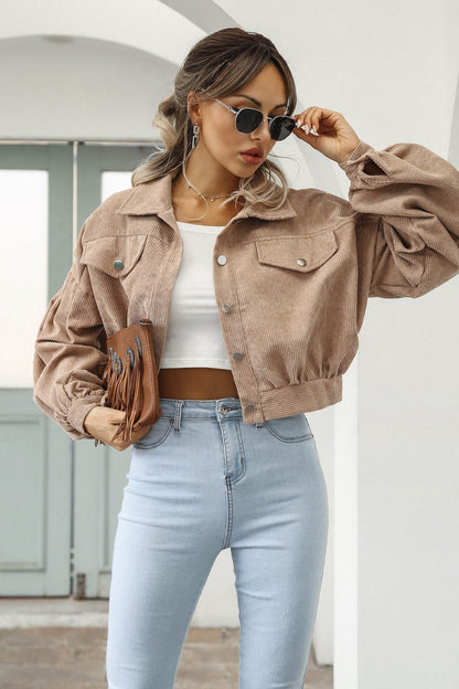 Button Up Corduroy Short Jacket