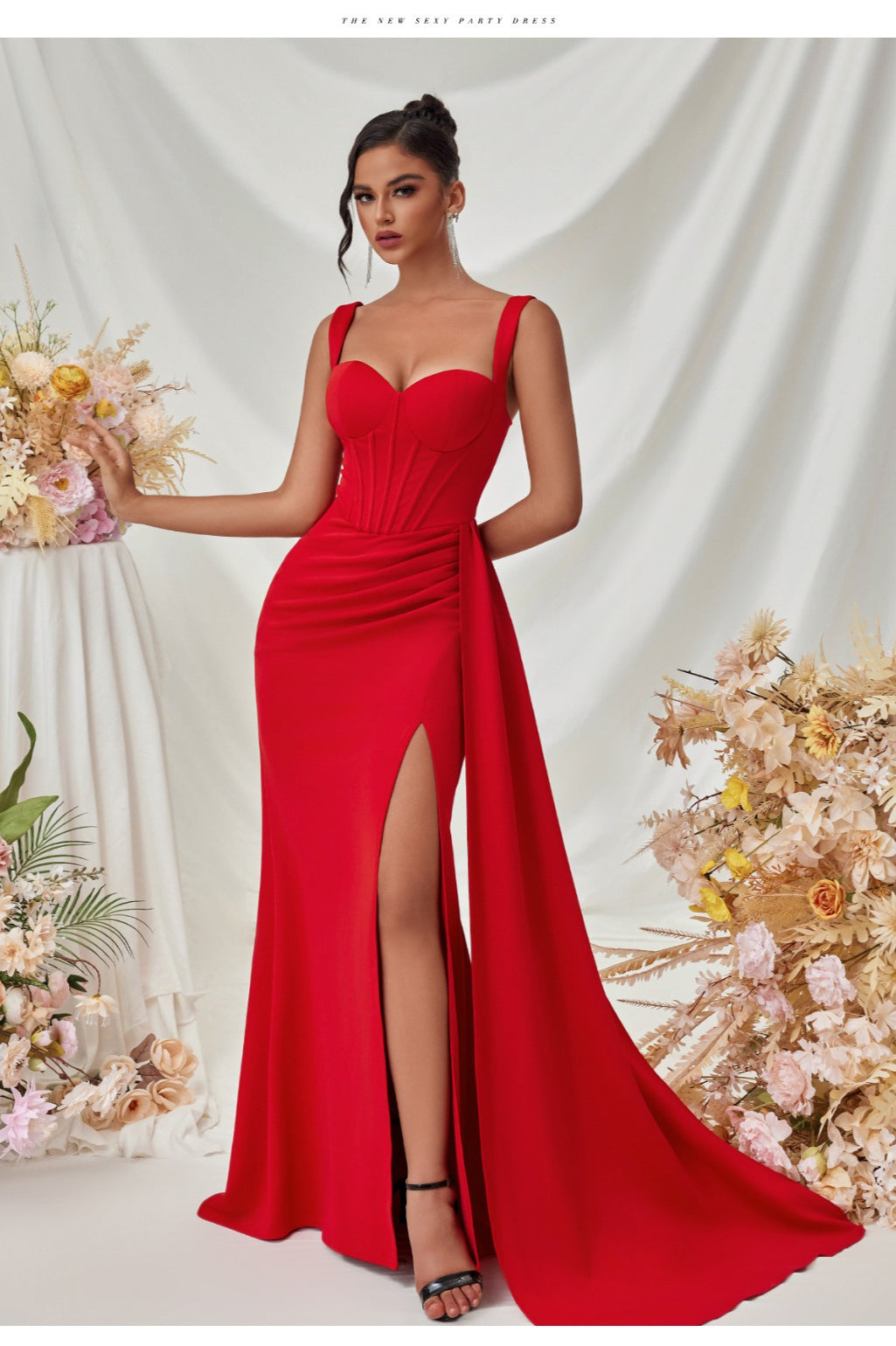 Sexy Bodycon Slit Maxi Party Dress XS / Claret