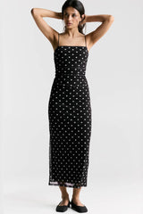 Sexy Polka Dot Cami Bodycon Maxi Dress