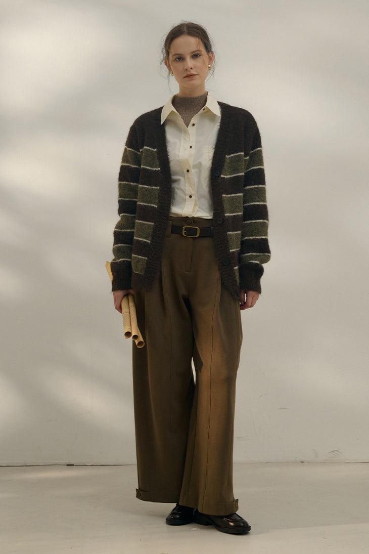 Relaxed Stripe Knit Cardigan