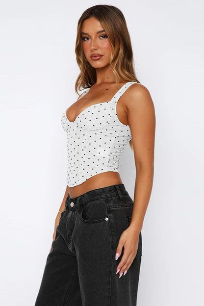 V-Neck Polka Dot Bustier Corset