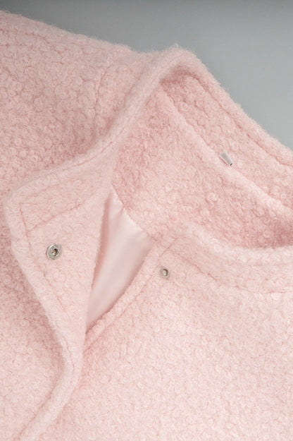 Casual Pink Faux Fur Short Jacket