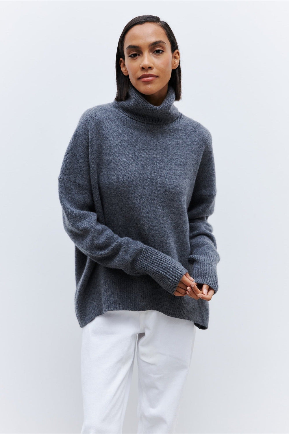 Anti Pilling Loose Turtleneck Sweater Grey / S