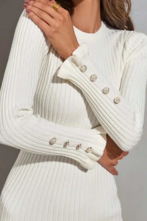 Ruffled Hem Knit Sweater Dress