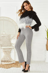 Cable Knit Wool Slim Fit Stretch Knit Pants