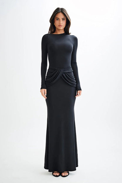 Long Sleeve Crew Neck Maxi Dress