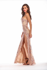 Sequin Backless Asymmetric Formal Dress