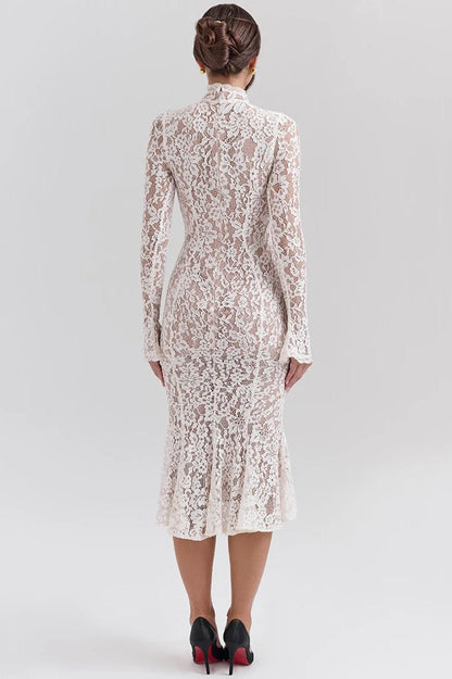 Lace Long Sleeve Midi Dress