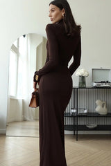 High Slit Tie Front Bodycon Dress