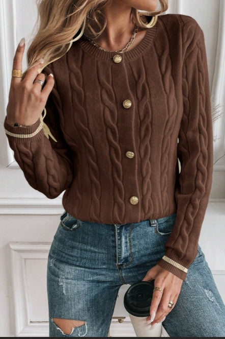 Brown Tweed Heavyweight Cardigan
