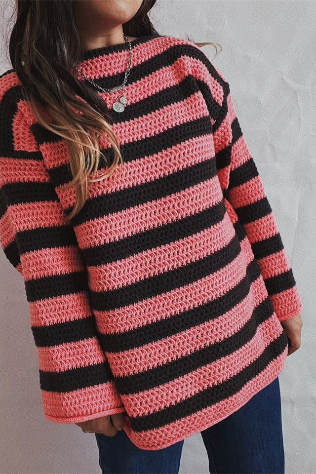 Striped Knit Casual Loose Sweater