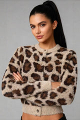 Button Detail Round Neck Knit Top