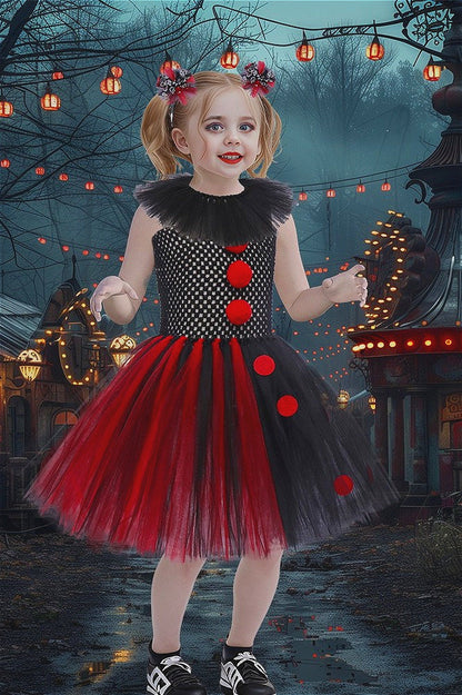 Red Clown Dress Kid Halloween Costume