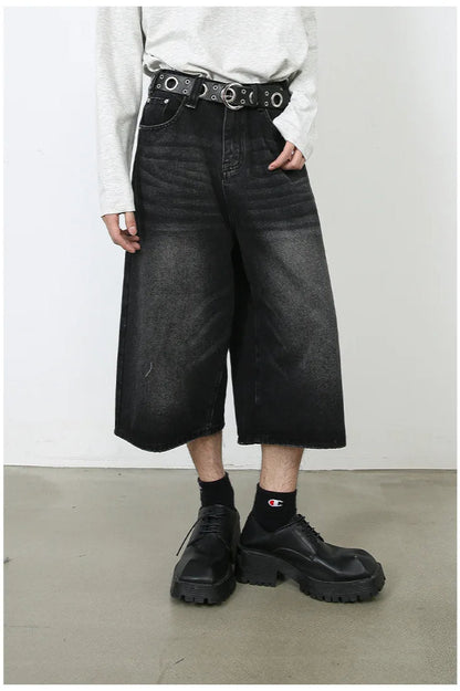 Vintage Y2K Loose Cropped Jeans Dark Gray / XS