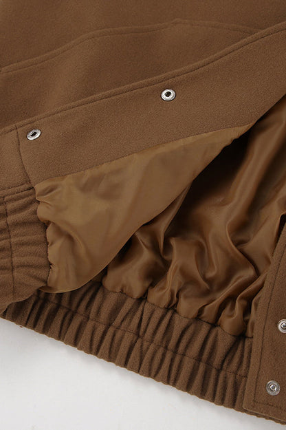 Thick Wool Brown Elastic Hem Coat coats