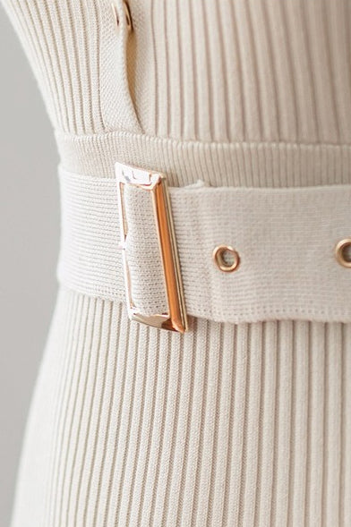 Button Front Bodycon Sweater Dress