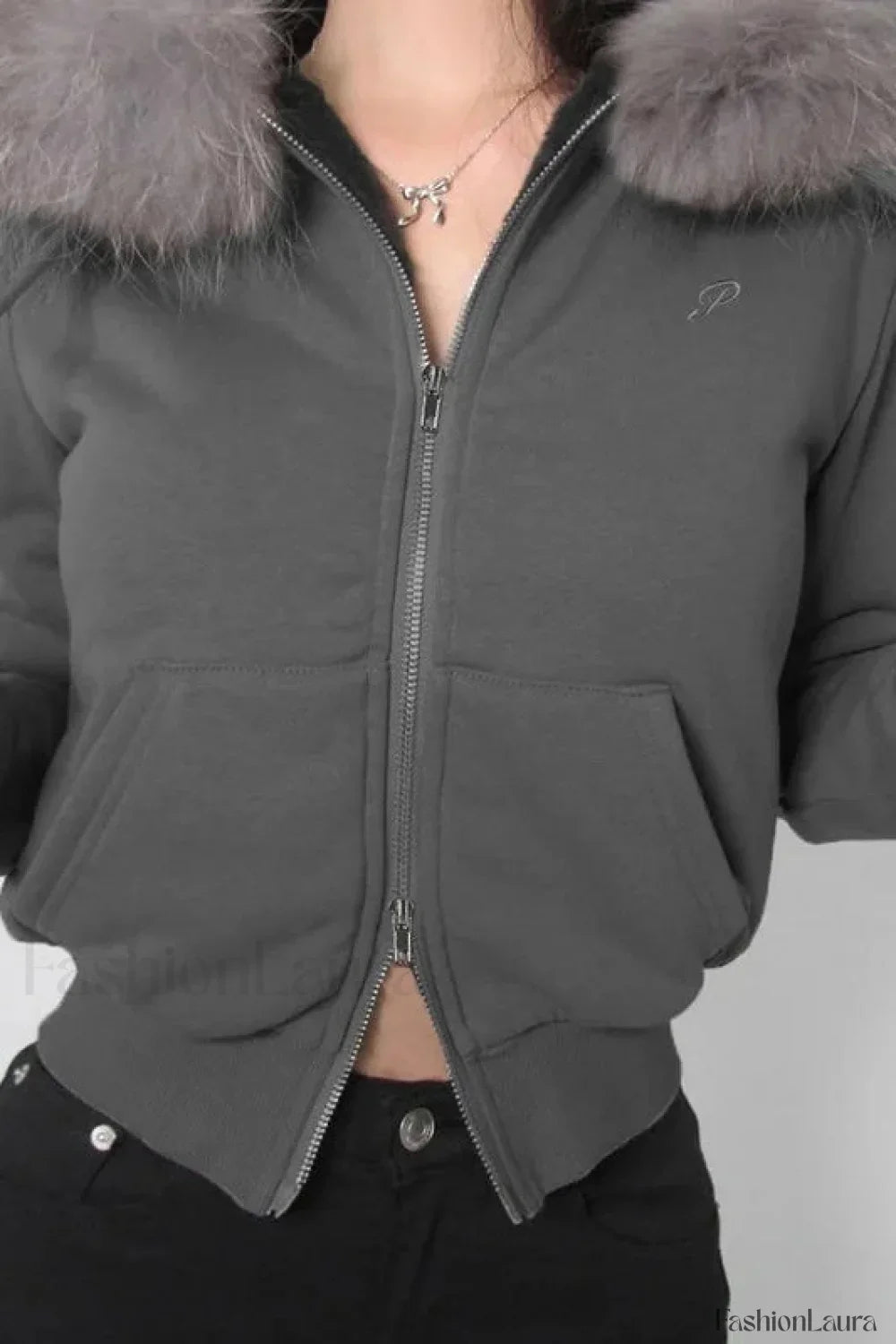 Fairy Fur Patchwork Double Zipper Hoodie