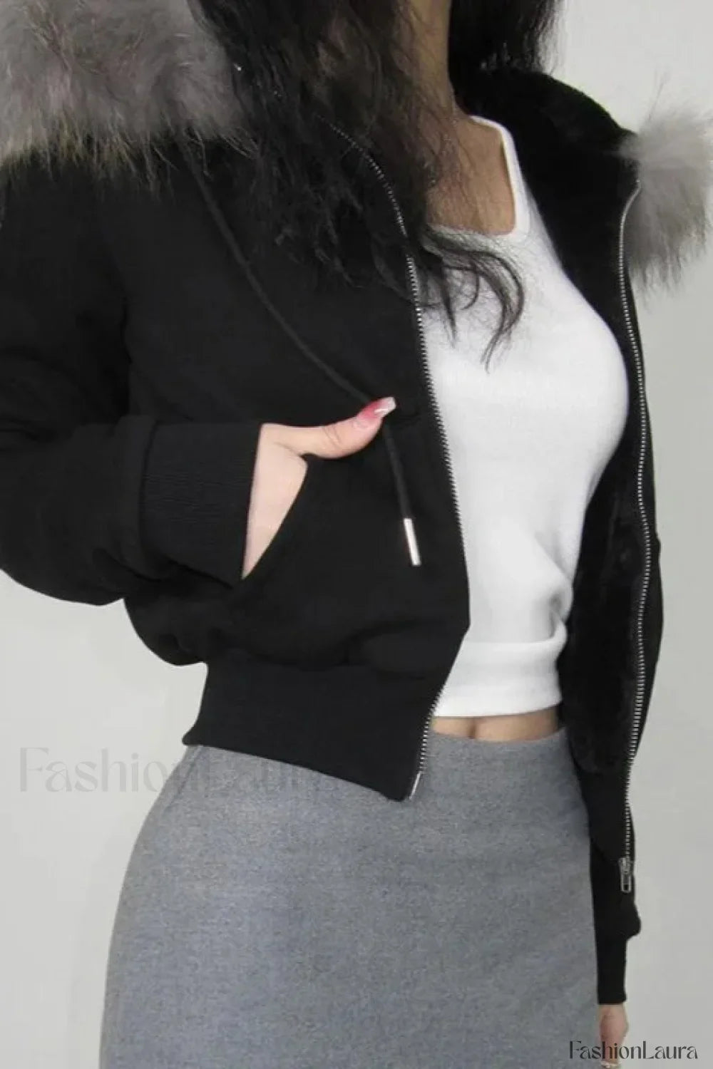 Fairy Fur Patchwork Double Zipper Hoodie