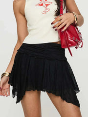 Fairy Grunge Layered Lace Skirt Black / S