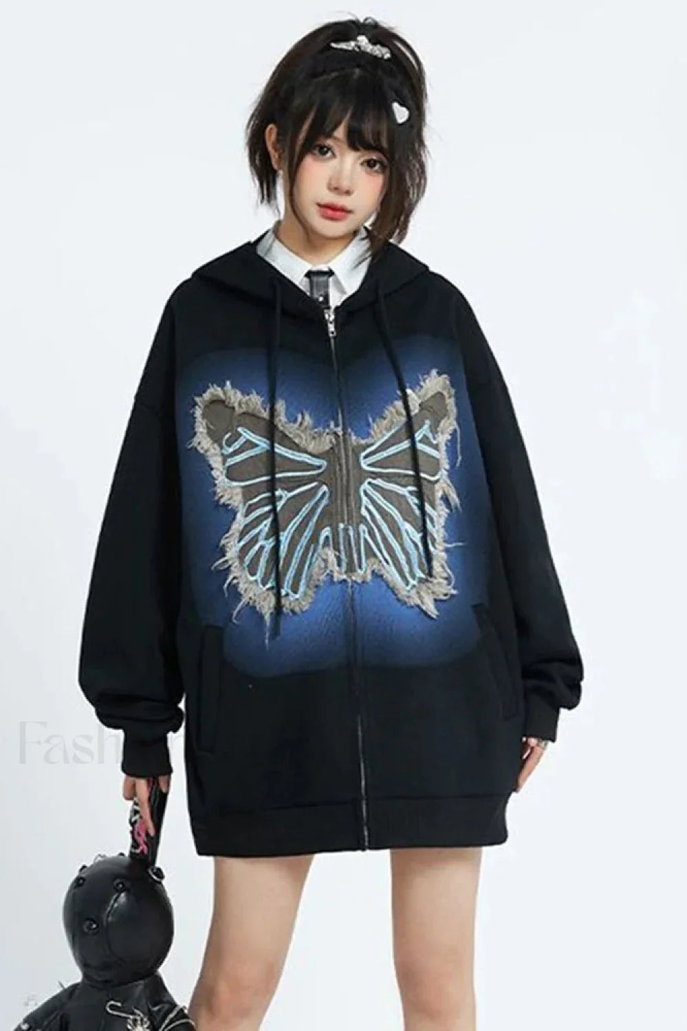 Fall Retro American Street Hoodie Black / S