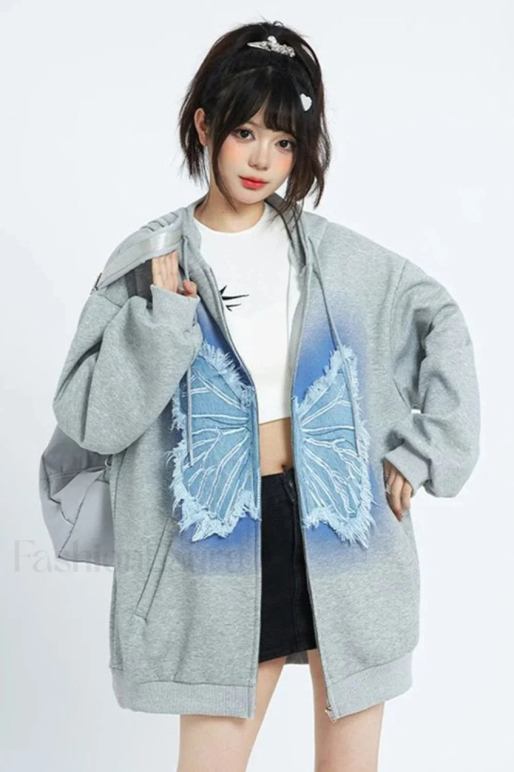 Fall Retro American Street Hoodie Grey / S