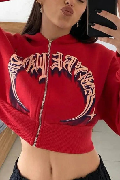 Fashion Letter Print Fleece Hoodie
