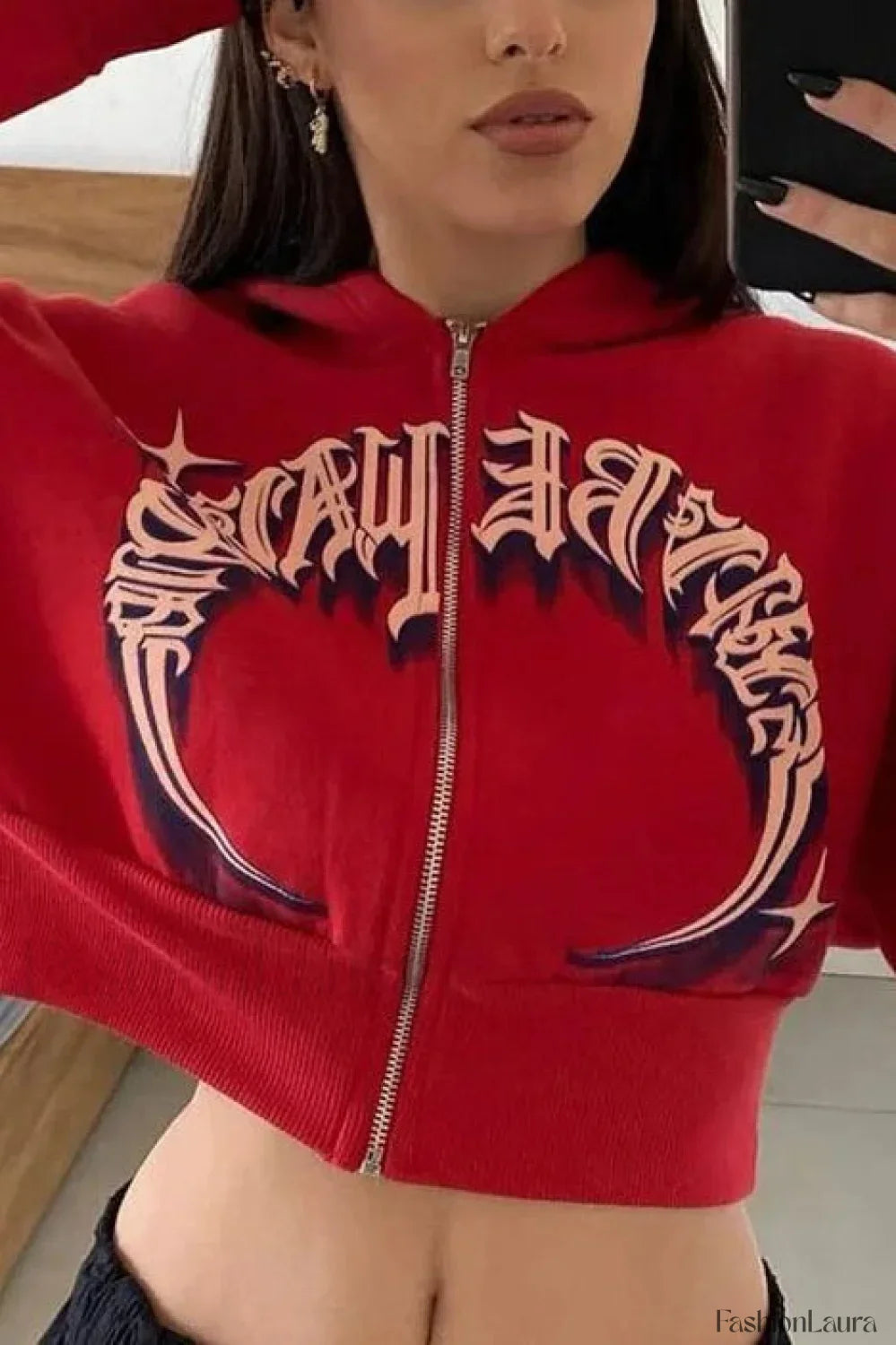 Fashion Letter Print Fleece Hoodie