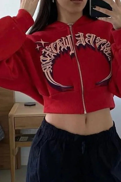 Fashion Letter Print Fleece Hoodie