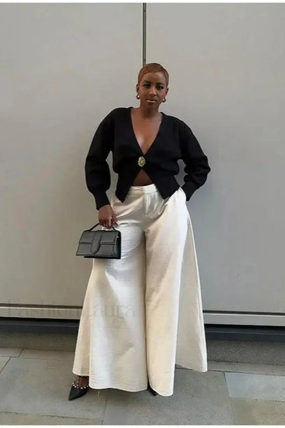 Fashion V neck Button Cardigan