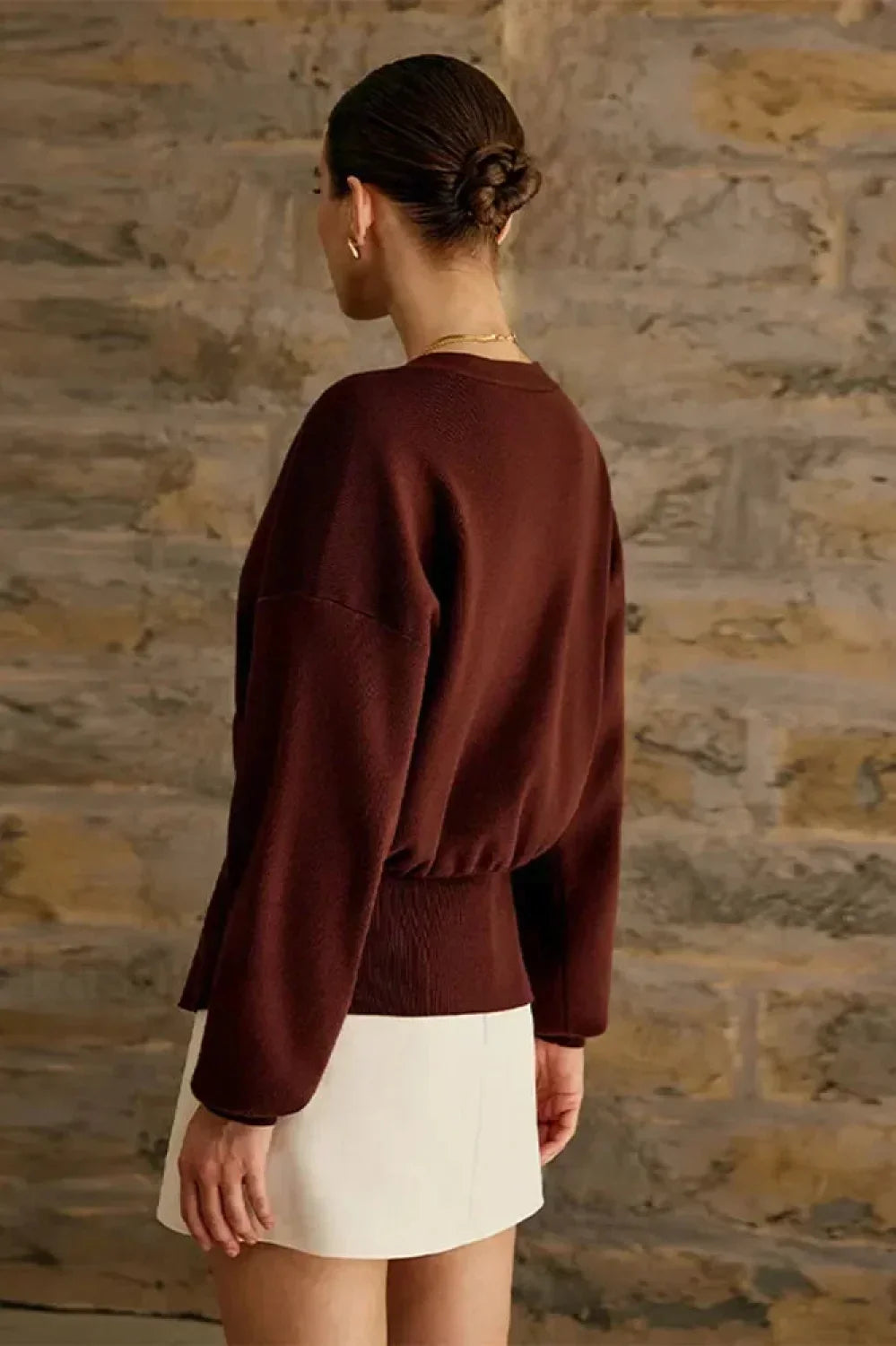 Fashion V neck Button Cardigan