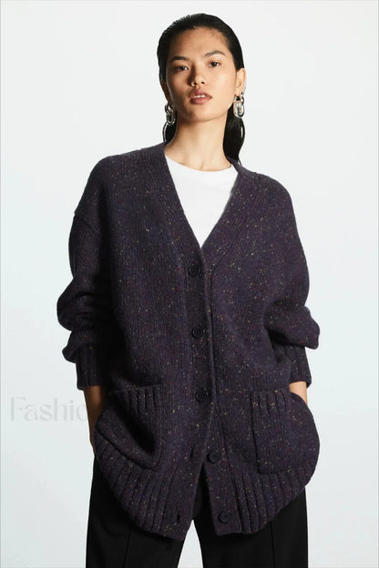 Fashionable Wool Blend Knit Cardiga