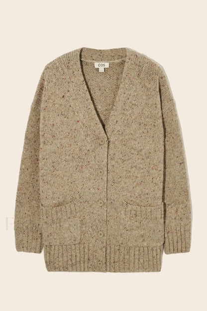 Fashionable Wool Blend Knit Cardiga Khaki / XS