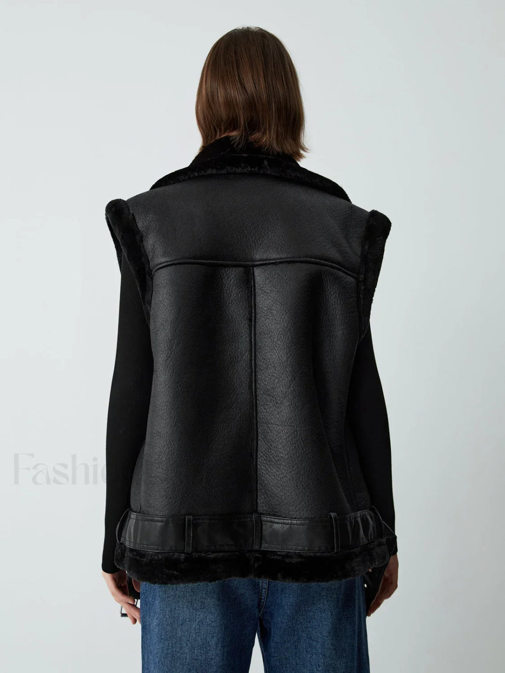 Faux Fur Graceful Leather Vest Vests
