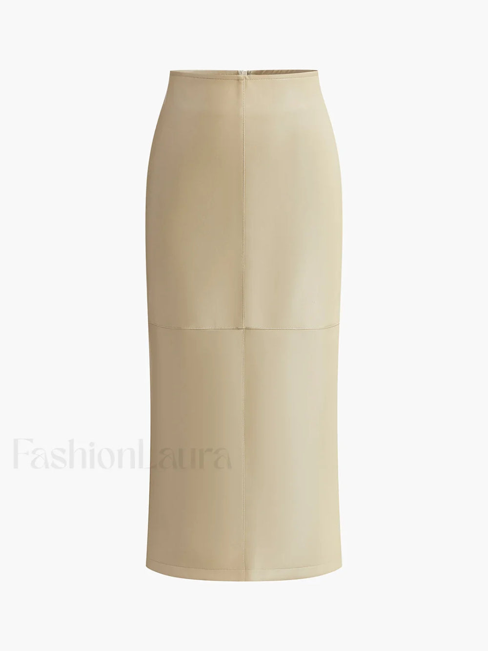 Faux Leather Piping Sit Midi Skirt Skirts