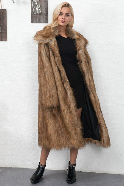 Faux Fur Longline Plus Size Coat coats